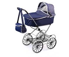 Bayer Design- Cochecito de muñeca, Classic Deluxe, Color Azul, 89 x 70 x 42 cm (12151AA)