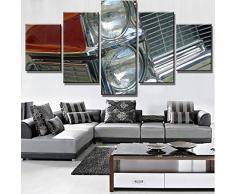 ZRTLAT 100×55cm Impresión en HD 5 Piezas de Cochecito de Bola Luces Coche Rojo Cartel Pintura Lienzo Arte murales decoración del hogar Sala Lienzo Pintura