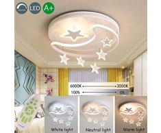 LED Estrella Iluminación De Techo Plafón Lámpara Colgante Niño Niña Dormitorio Meteor Ducha Diseño Colgante Luz Regulable Mando A Distancia Comedor Cocina Estrella Luna Lámpara De Nube,Blanco,42cm