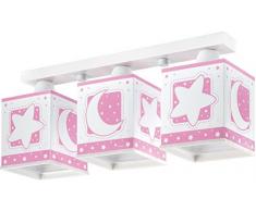 Dalber 63235TL - Lámpara para habitación infantil (3 puntos de luz), diseño de luna en color rosa