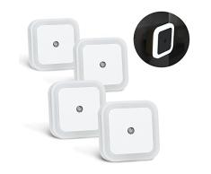 KYG Lámpara Nocturna con Sensor de Luz Activo Luz Quitamiedos para Niños de Bajo Consumo Luz de Noche Ideal para Dormitorio Pasillo Baño Habitación de Bebé Cocina Garaje Set de 4 Lámparas