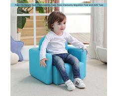 Emall Life Sillón para niños Multifuncional, Silla y Mesa para niños/Taburete con una Sonrisa Divertida para niños y niñas(Azul)