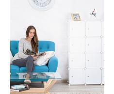 Relaxdays Estantería Modular XXL con 16 Compartimentos, Blanco, 31.5x127x127 cm