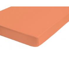 Biberna 2744/562/046 - Sábana bajera ajustable elástica, franela 100% algodón, ultrasuave e extensible, para una cama de niño de 60 x 120 cm, hasta 70 x 140 cm, color nectarina naranja