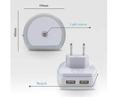 Luz Nocturna Infantil LED, Lámpara Nocturna con Sensor Activo Luz Quitamiedos Infantil con Enchufe Pared, Luz Blanco y Suave, Se fija a cualquier sitio