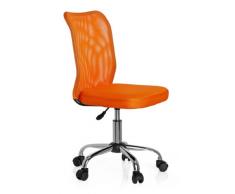 hjh OFFICE 685966 silla para niños KIDDY NET tejido de malla naranja, ergonómica, cómoda, fácil de limpiar, malla transpirable, base cromada, estable, color vivo, silla escritorio, silla juvenil