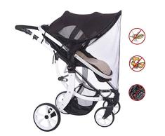 Toldo Protector Solar Universal para Cochecito de Bebé - Bebé Coche Carritos de viaje Paseo Sombrilla Parasol Protección UV 50+ con Malla Transpirable (Con mosquitera)