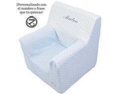Borda y más Sillón o Asiento Infantil Personalizado de Espuma para bebés y niños. Varios Modelos y Colores Disponibles (Estrellas Azul)