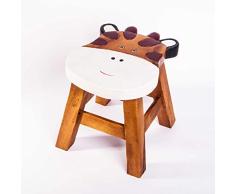 Taburete infantil (madera maciza, 25 cm de alto), diseño de jirafa