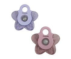 Filibabba® Mordedor Bebes Refrigerante pack de 2 | Estrella | Con función de sonajero | Anillo de dentición refrigerado lleno de agua | Ayuda para la dentición de masaje para el bebé (Rosa)