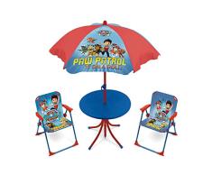 ARDITEX PW9909 Set de Mesa (50x50x48cm), 2 Sillas (38x32x53cm) y Sombrilla (diámetro 110cm) de Nickelodeon-Patrulla Canina