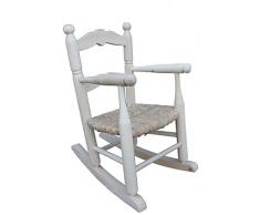 Sillas y Mesas Peña Mecedora Infantil Asiento Enea. Madera Natural para Pintado.
