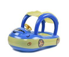 Earlyad Bebé Piscina Flotador Asiento Barco Inflable Anillos de natación Forma de Coche Juguetes de Piscina con sombrilla y Bomba de Aire Safty por 0-3 años