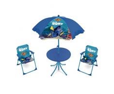Arditex wd9925 Conjunto de jardín bajo Licencia finfing Dory – Mesa Redonda 50 x 50 x 48 cm, sombrilla 72,5 x 50 cm y 2 sillas (Metal/Tela 38 x 32 x 53 cm plástico 50 x 48 x 50 cm