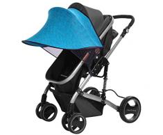 Happy Cherry Portátil Parasol Protector contra Viento Sol Lycra Anti-UV Sombrilla Cobertura Universal para Silla de Paseo Cochecito Carrito de Bebé - Azul