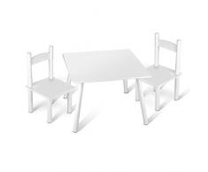 Leomark Mesa con 2 sillas Todo en Madera, Blancos Mesas y sillas Infantiles de Madera, Juego de Muebles Infantiles, para Cuarto de los niños
