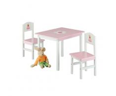 Zeller 13442 Princess - Juego de muebles infantiles de tablero DM (3 piezas; mesa: 60 x 48 x 45 cm, sillas: 28 x 26 x 54 cm)