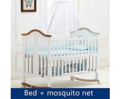 HJJGRASS Cuna de Viaje Bebe Cuna de Madera Sólida, Baby Shaker con Rodillo, Multiuso Pino para Aumentar La Cama Juego, Ajustable En Altura, con Rodillo, Un Corralito, Mosquitera,B,120CM×65CM