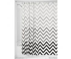 InterDesign Ombre Chevron Cortina de baño textil | Cortina para baño de fácil cuidado de 183 cm x 183 cm | Cortina de ducha o bañera con diseño en zigzag| Poliéster gris