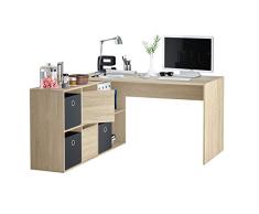 Habitdesign Escritorio Multiposición Reversible, Mesa Estudio, Mesa PC, Modelo Adapta XL, Acabado Roble Canadian