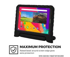 Samsung Galaxy Tab E 8.0 Funda de niños, COOPER DYNAMO Funda dura protectora para choques y uso pesado para niños con agarre de mano, estante trasero y protector de pantalla incluido (Negro)