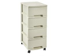 Curver - Cajonera MyStyle 4 Cajones con Ruedas - Color Blanco Vintage