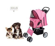 Dawoo Cochecito para Perro o Gato 4 Ruedas, Color Rosa
