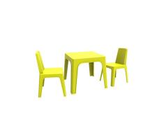 resol Julieta Set Infantil de 2 sillas y 1 Mesa para Interior, Exterior, jardín - Color Verde Lima