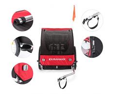 DURAMAXX Trailer Swift Remolque Bicicleta Infantil (Remolque Infantil 2 Asientos, máx. 20 kg, Convertible Carrito Paseo, cinturón Seguridad, Transporte niños, Impermeable, Transpirable, Rojo)