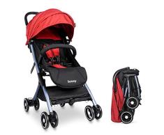 Besrey Silla Paseo Bebe Ligera Compacta Cochecito Viaje Avión 4,9 kg Carritos de Bebe Plegable 6-36 Meses,Rojo …