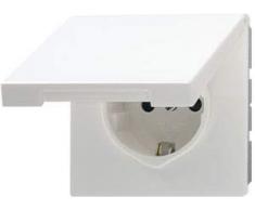 Jung - Enchufe Tipo Schuko, Serie LS, 16 A, 250 V, con Tapa, 1 Unidad, Blanco, LS 1520 KL WW