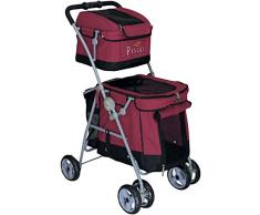 POUSSETTE CHIEN Carrito de Mascota Perro Duo con 2 etages Buggy Rojo