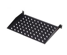 DIGITUS Professional - Estantería para fijación permanente a armarios de 483 mm (19") - DN-19 TRAY-1-400-SW - Adjunto en frente, carga 15 kg, desde 600 mm profundidad, 1 unidades de altura, color negro