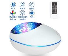 Lampara Proyector Océano Ola Bluetooth 5.0, Lámpara Proyector Infantil Luz Nocturna con 360° Rotación y 8 Música, 8 Modos, con Control Remoto y Temporizador Proyector Noche Adultos Niños Regalo