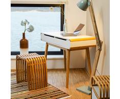 Relaxdays Escritorio con cajones, diseño nórdico, Lavabo, Escritorio de niño, Altura x Ancho x diámetro:73 x 100 x 45 cm, Color Blanco, madera