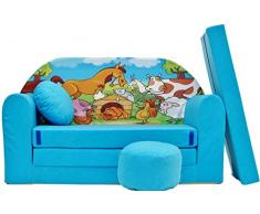 NIÑOS SOFÁ CAMA FUTÓN INFANTIL MUEBLES+GRATIS TABURETE TIPO PUFF & ALMOHADA (B5)