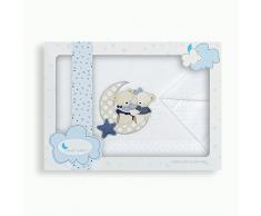 Sábanas Cuna Osito Amoroso Blanco Azul