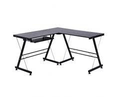 HOMCOM Mesa de Ordenador PC Escritorio para Oficina Hogar 2 Tipos Mesa Esquinera Forma L Escritorio Recta Marco Acero