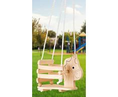 Niños Columpio Caballo de Madera Estable, con Borde Elevado y Asas para autónomo de Juguete para Sentarse, para Interior y Exterior, a Partir de 18 Meses, soporta hasta 30 kg