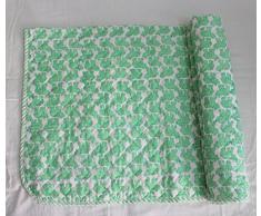 HANDICRAFTOFPINKCITY mano acolchado pino Hojas Mano Bloque Impreso cuna tamaño colcha con bordado Kantha Puntadas bebé Wrap
