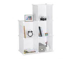 Relaxdays Estantería Modular Pequeña con 6 Compartimentos, Plástico, Blanco, 65x96x32 cm