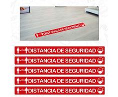 CUAC REVOLUTION Kit 5 Pegatinas Vinilo Suelo Antideslizante Distancia Seguridad (600x53mm) Regalo DE UNA MASCARILLA HIGIENICA por Cada Compra