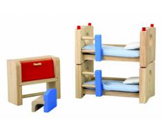 Plan Toys 1357304 Neo - Dormitorio de niños miniatura (incluye 2 camas, mesa y silla)