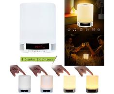 Lixada LED lámpara de mesa luces táctil Bocina Bluetooth música caja de sonido con función de alarma reloj Wireless multifuncional portátil apoyo soporte llamada Manos libres Ranura para tarjeta de TF