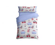 Burrito Blanco Juego de Funda Nórdica 161 Infantil con Un Diseño Estampado de Caravanas de Windsurf para Cama Individual de 90x190cm/Funda Nórdica Cama 90, Colores Rojo y Azul