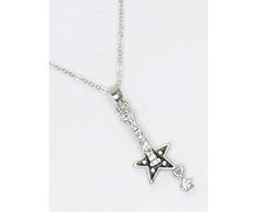 beyoutifulthings collar para mujer colgante de plata guitarra de toboganes colour negro incoloura circonios longitud 41 cm