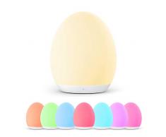 Luz Nocturna Infantil VAVA, Lámpara LED para Niños, 8 Color Cambiante, Control Táctil, Temporizador, Función de Memoria, Modo Nocturna, Cuidado Ojos, Seguro, Regalo para bebé, Niño, Amarillo