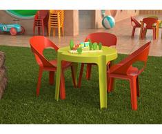 resol Rita Set Infantil, 1 Mesa Rosa + 4 Sillas Roja/Naranja/Azul/Lima