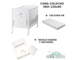 Cuna colecho de bebe Indi + Kit colecho + Colchón HR + 4 ruedas + REGALO Cool-Dreams