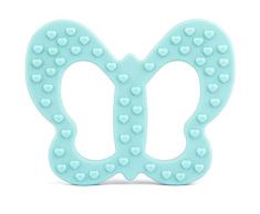 PREMYO Mordedor Bebé Silicona - Anillo de Dentición Aro de Agarrar - Alivia Dolor Libre de BPA Mariposa Turquesa